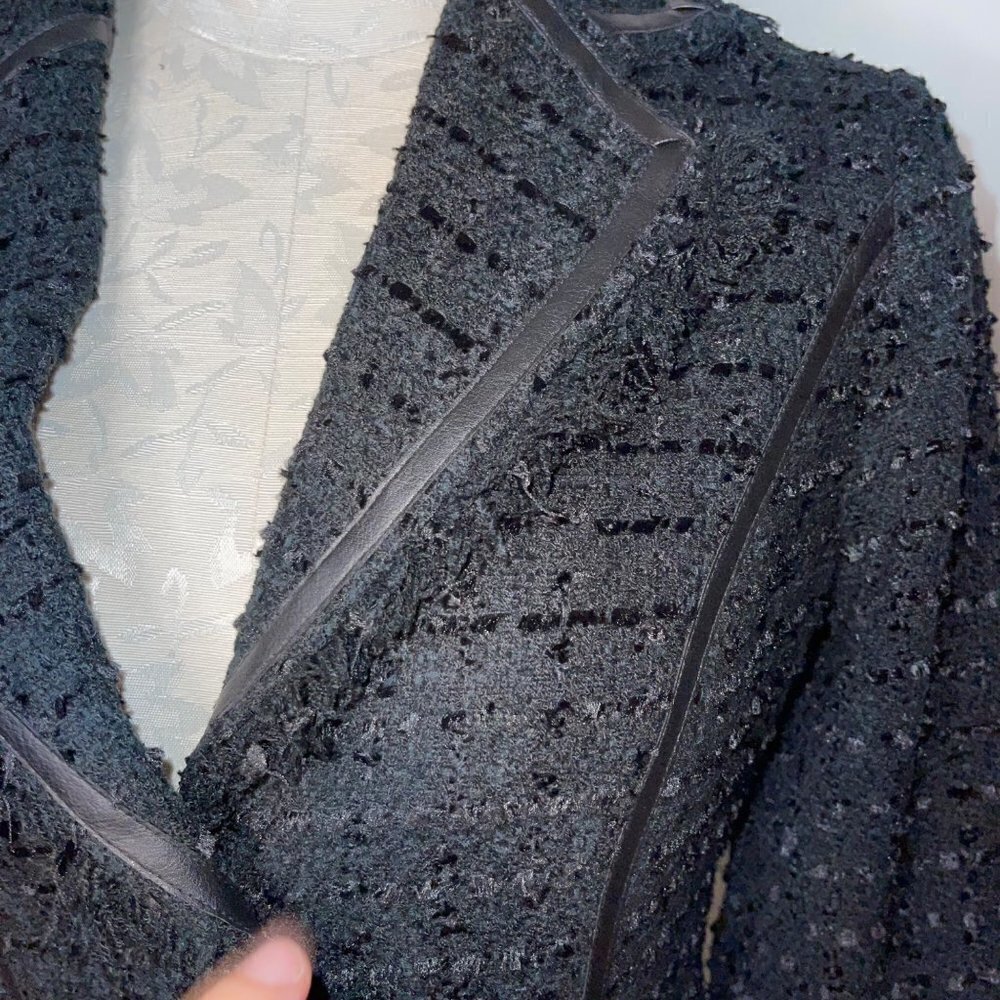 Cache Womens Blazer Black Size 2 Vintage Textured Lined Acrylic Blend Fringe - Picture 13 of 16